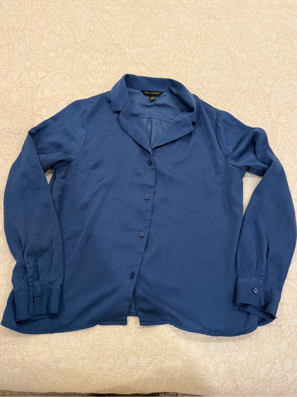 Banana Republic Petite XS Blue Button Front Blouse
